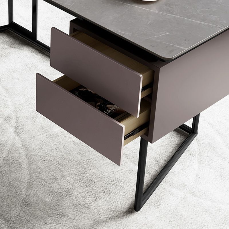 Desca da ufficio a forma di rettangolare 2 cassetti scrivania in grigio