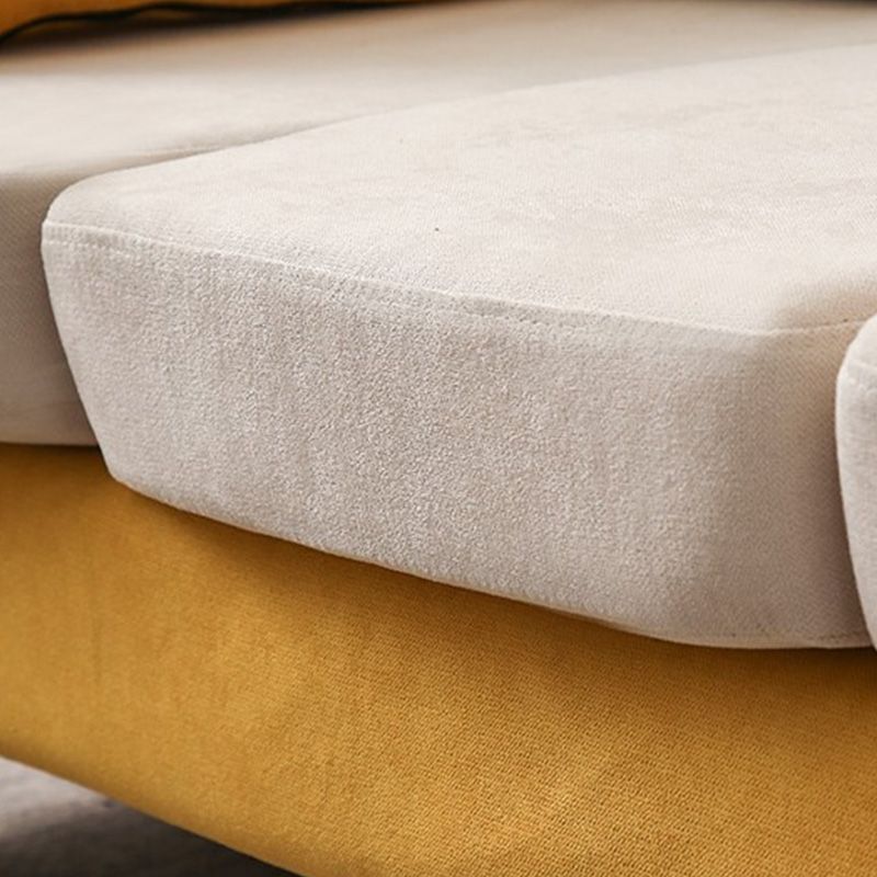 2つの枕を備えた現代ソファスクエアアームリビングルームファブリック座席