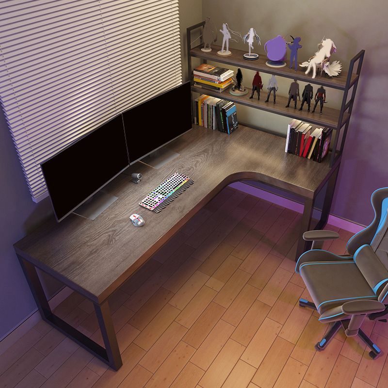 Modern Solid Wood Office Desk L-Shape Writing Desk with Shelf for Office Clearhalo 'furn' 'furn_office_desk' 'Furniture' 'Office Desks' 'Office Furniture' 'office_desk' 1200x1200_7777beb0-5db9-494c-8a1f-959c9816fbef