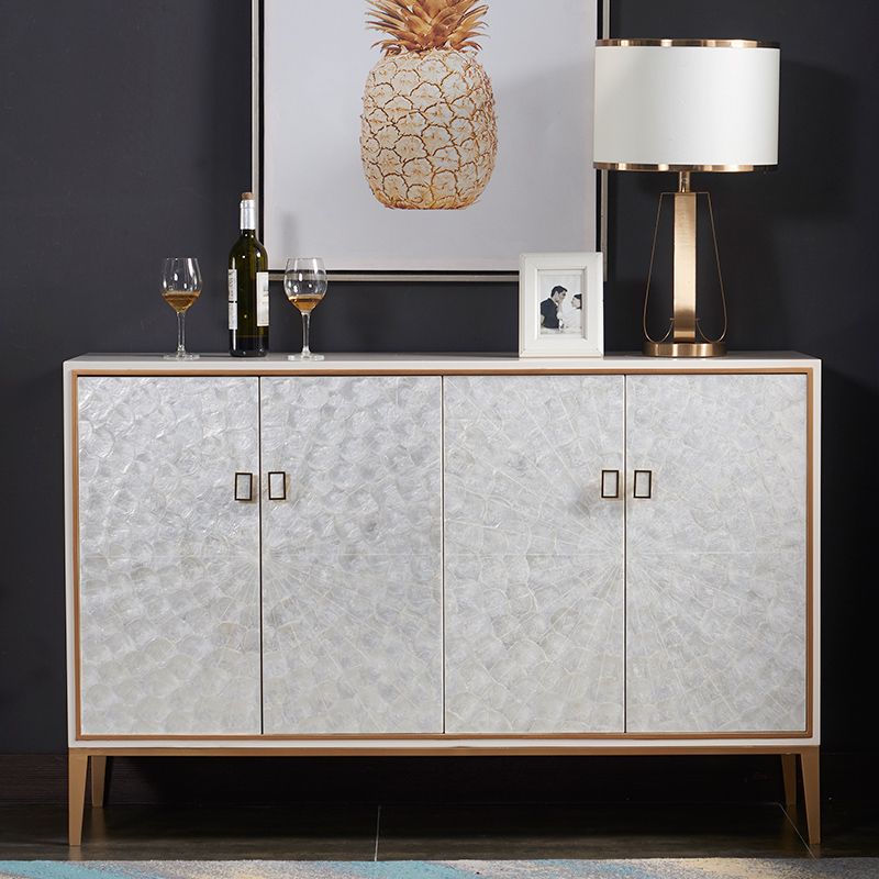 Modern Living Room Buffet Wood and Metal Sideboard Buffet in White Clearhalo 'buffet_sideboard' 'Buffets & Sideboards' 'furn' 'furn_buffet_sideboard' 'Furniture' 'Kitchen & Dining Furniture' 1200x1200_7779d2e9-e730-4e44-8bee-37b39f9ab865