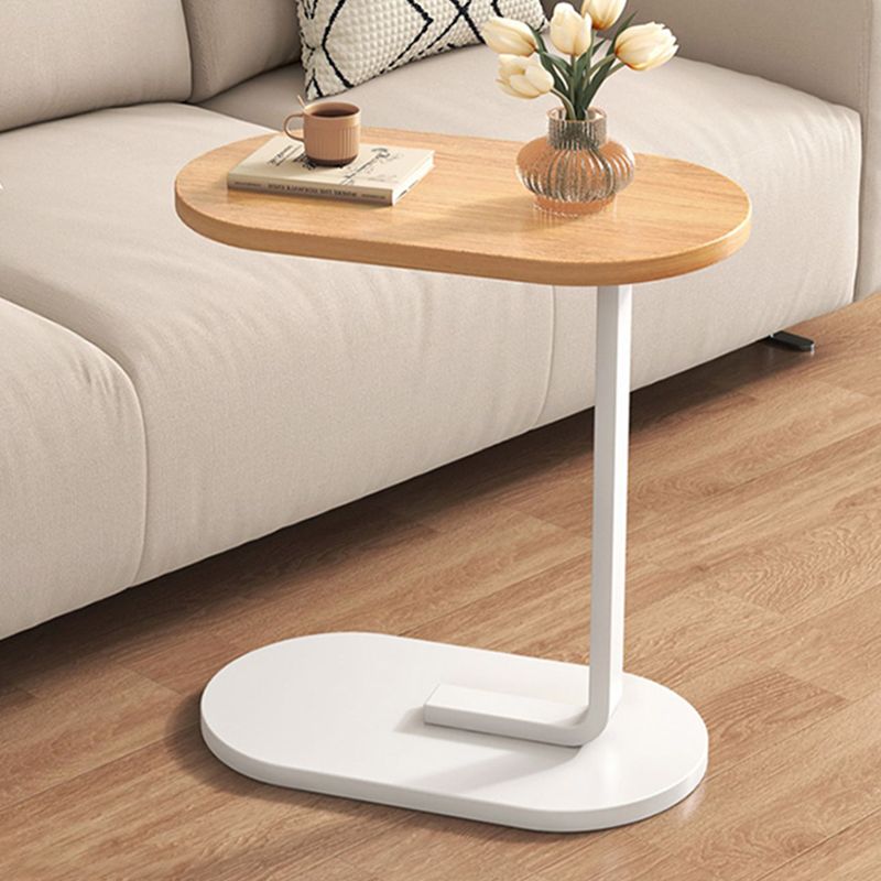 24.8" Tall C-shape End Table Wooden Accent Side Table for Living Room