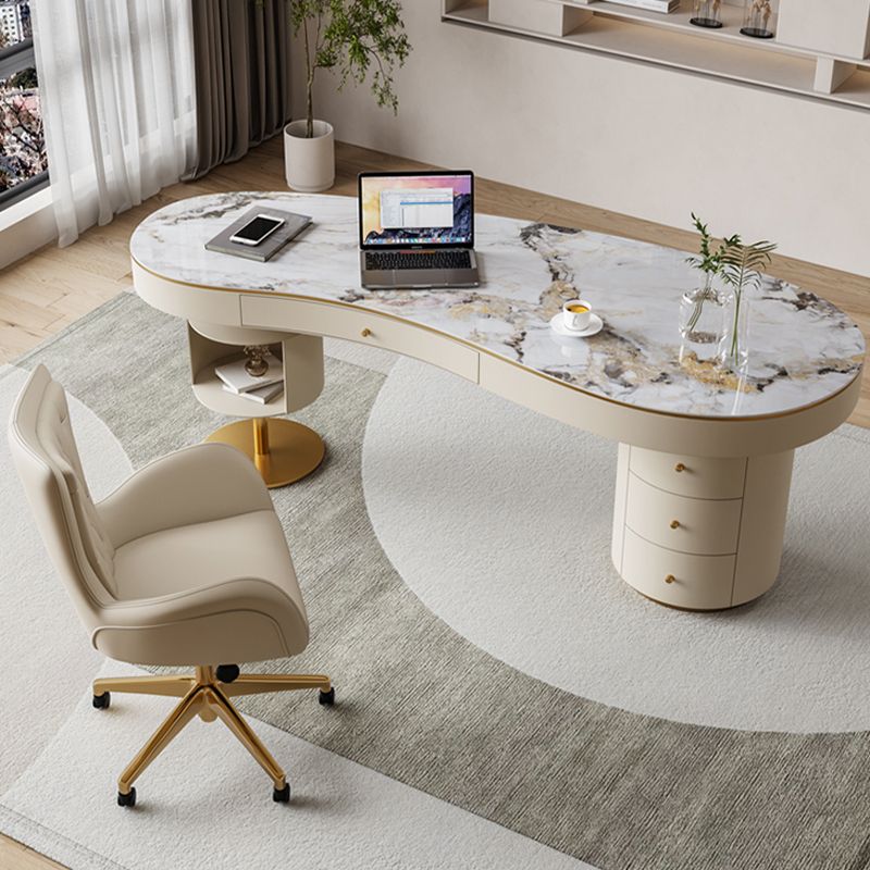 Desk di Office Stone Modern Stone Desk a forma irregolare con 2 gambe per ufficio