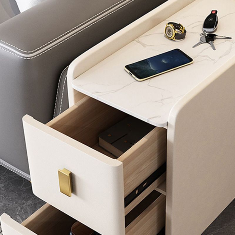 Rectangular Pine 4 Legs Side Table 11.8" Wide Two-Drawer End Table