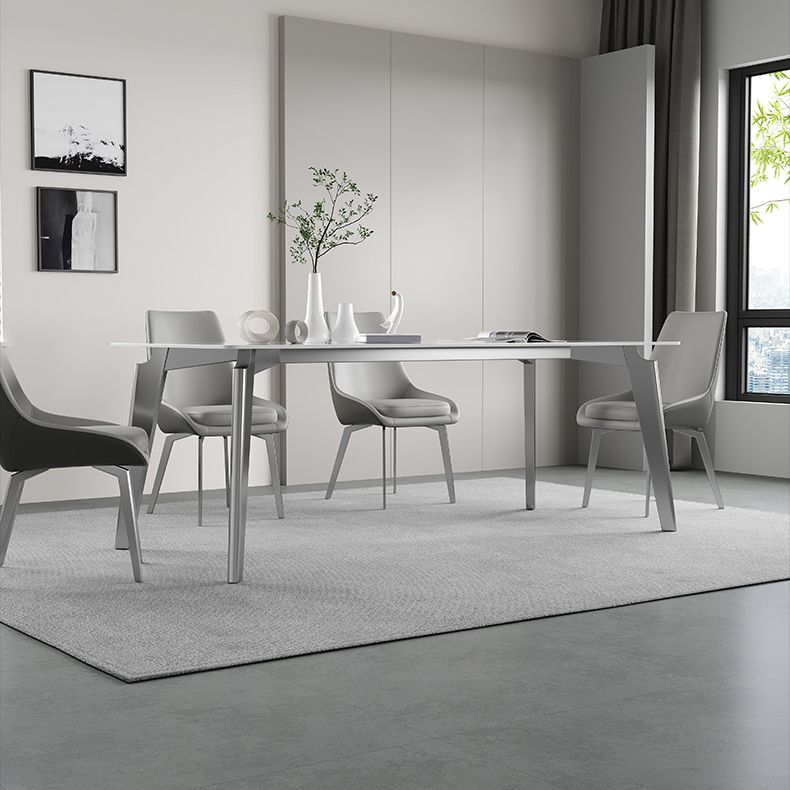 レストラン用の焼結された石トップホワイトテーブル4本の足のあるモダンなキッチンテーブル