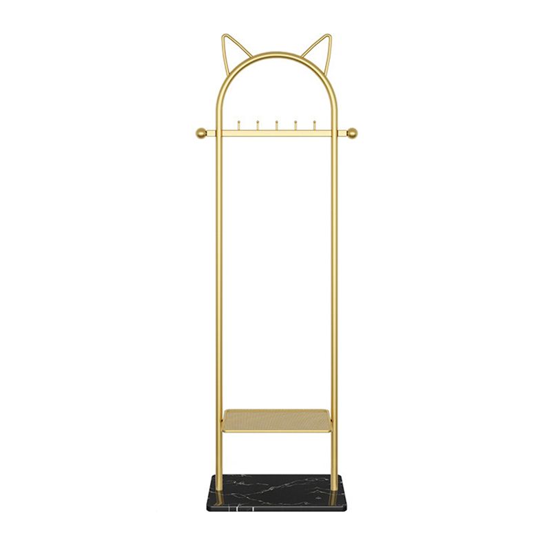 Metal Hall Stand, Hall Tree with Storage Shelf & Hanging Rail, Gold and Black Clearhalo 'Entry & Mudroom Furniture' 'furn' 'furn_hall_tree_coat_racks' 'Furniture' 'Hall Trees & Coat Racks' 'hall_tree_coat_racks' 1200x1200_7780cd9b-78cf-40f8-aeaf-64e2caeb82b8