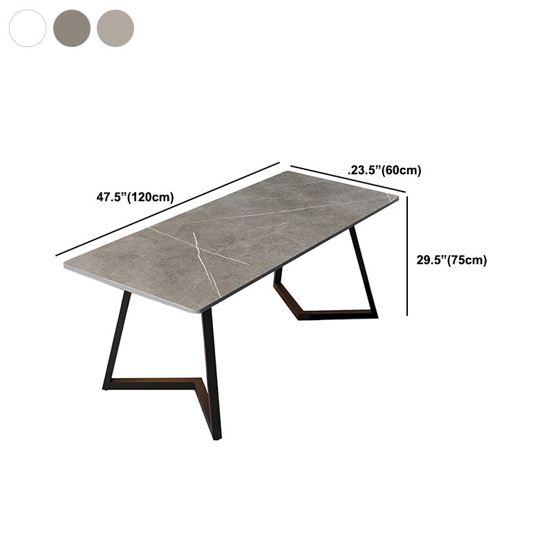 Scrivania rettangolare grigia/bianca scrivania da letto da letto con gambe metalliche