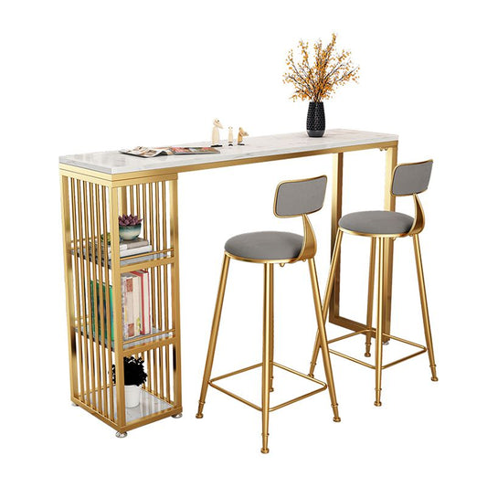 Tavolo da bar in pietra in stile glam a doppio piedistallo tavolo da pranzo per soggiorno