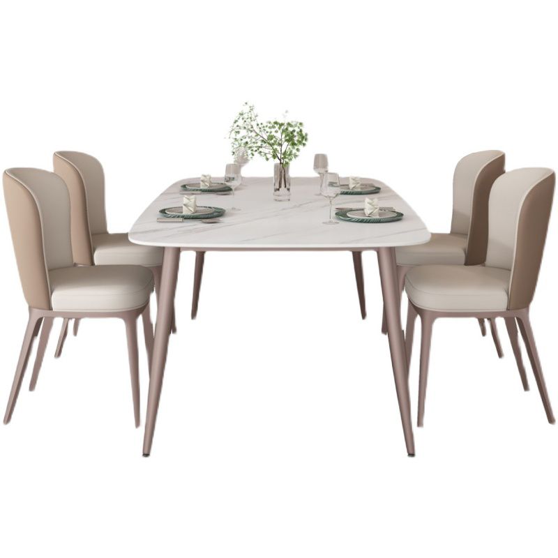 Nordic Glam Sintered Stone Dining Table Set 1/2/5/7 Pieces Dining Set for Kitchen Clearhalo 'Dining Room Sets' 'Dining Tables & Seating' 'dining_room_set' 'furn' 'furn_dining_room_set' 'Furniture' 'furniture_dining_room_set' 'Kitchen & Dining Furniture' 1200x1200_7783e2da-6c92-4c48-b205-68b2f32c4067