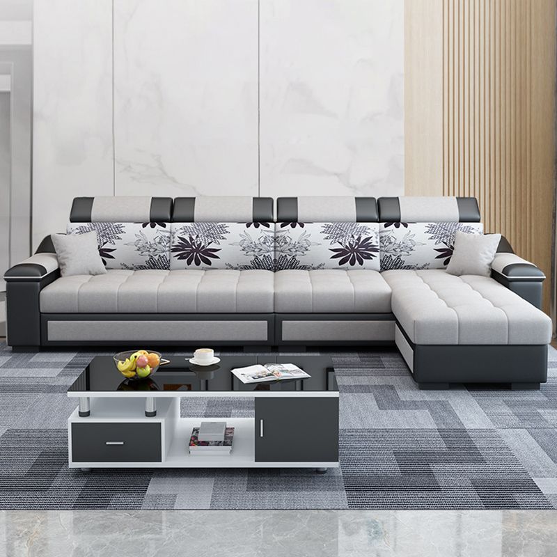 106.3"D x 57"W x 35.43"H Sloped Arm Sectionals, Modern High Back Sofa with Storage Clearhalo 'furn' 'furn_sectionals' 'Furniture' 'furniture_sectionals' 'kitchen' 'kitchen_sectionals' 'Living Room Furniture' 'Sectionals' 1200x1200_77867bc3-a365-4340-be92-cc3a087d1620
