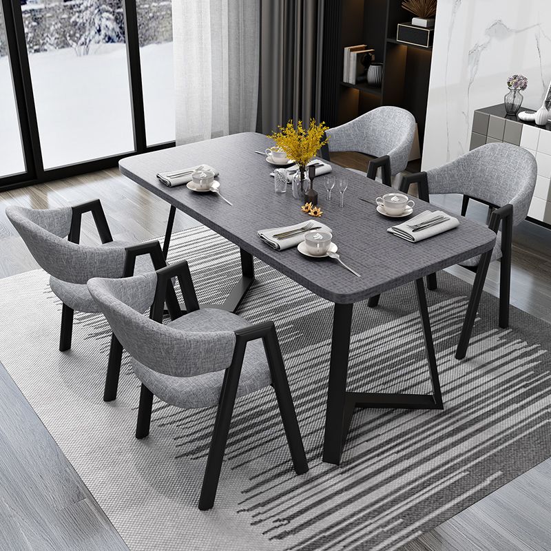 Metal Industrial Rectangle Dining Table Grey Wood Top Table with Sled Base Clearhalo ' dining_table' 'Dining Tables & Seating' 'Dining Tables' 'furn' 'furn_dining_table' 'Furniture' 'furniture_dining_table' 'Kitchen & Dining Furniture' 'kitchen&dining_furn' 'kitchen' 'kitchen_dining_table' 1200x1200_7787bff0-9e46-4827-906f-efd16c27d106