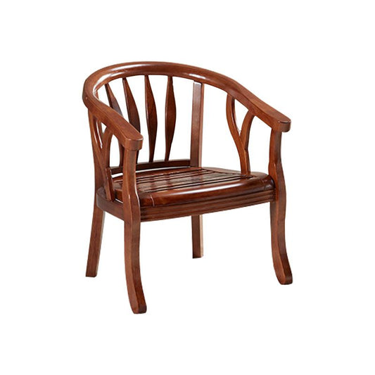 Traditional Dining Arm Chair Matte Finish Solid Wood Windsor Guest Chair with Four Legs