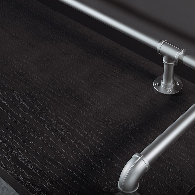 Industrial Black Wood Bar Table with Rectangle Table Top Silver Trestle Table - 42" H Clearhalo 'Bar Furniture' 'Bar Tables' 'bar_tables' 'furn' 'furn_bar_tables' 'Furniture' 'furniture_bar_tables' 'Kitchen & Dining Furniture' 1200x1200_7789aebb-529a-4b6f-834a-c1959f4d33a3