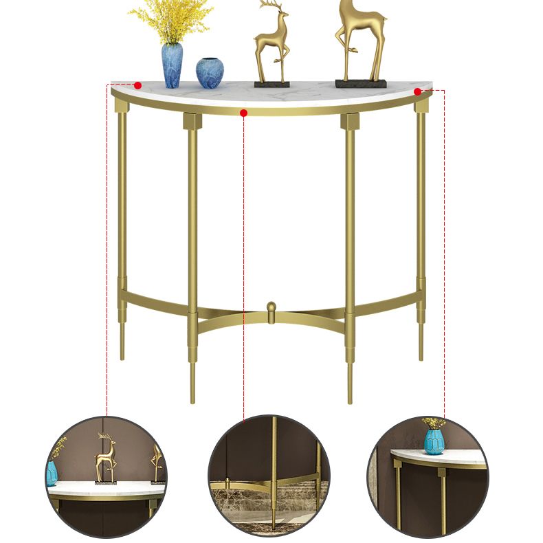Glam Marble Accent Table Half Moon Sofa Console Table for Hall