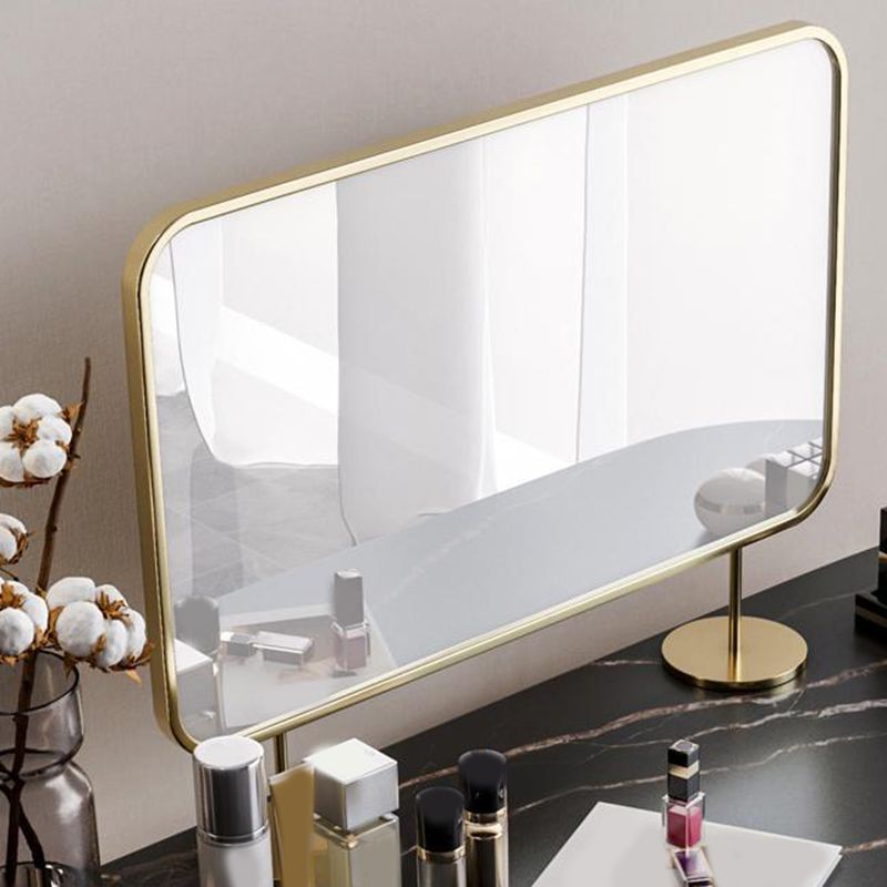 2 Storage Drawers Dresser with Mirror & Padded Stool Contemporary Stone Top Vanity Clearhalo 'Bedroom Furniture' 'furn' 'furn_makeup_vanities' 'Furniture' 'Makeup Vanities' 'makeup_vanities' 1200x1200_778fb955-e9aa-4727-90ac-1bf40ef77350