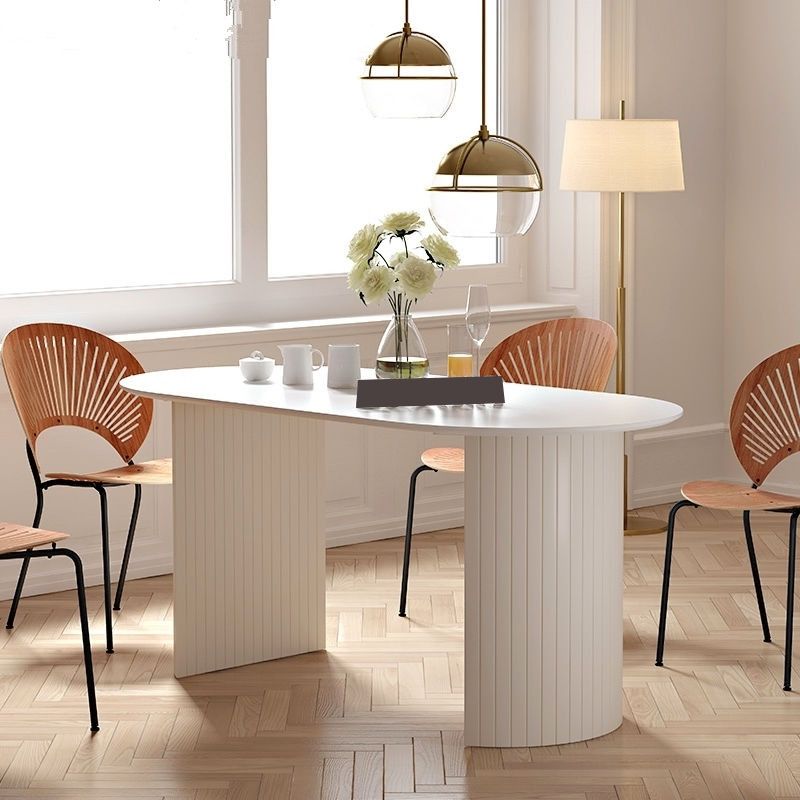 Irregular Shape Dining Table for Restaurant Solid Wood Island Table with Double Pedestal Clearhalo 'Dining Tables & Seating' 'Dining Tables' 'dining_table' 'furn' 'furn_dining_table' 'Furniture' 'furniture_dining_table' 'Kitchen & Dining Furniture' 'kitchen' 'kitchen_dining_table' 1200x1200_778fbdf4-c37d-4bd1-b005-32b96c8c8bf1