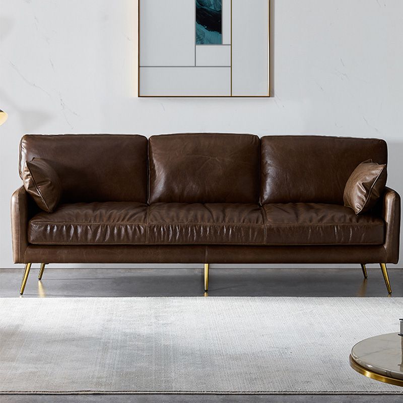 31.88 "Sofá de alto sofá contemporáneo de cuero con brazo cuadrado con cojines