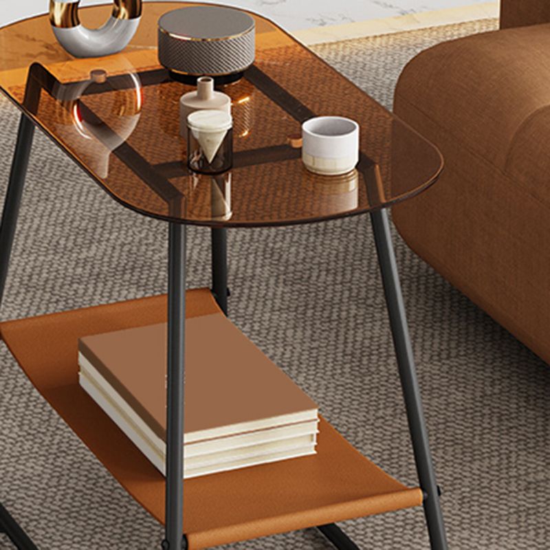 Mesa lateral de trineo elíptico de vidrio 20.9 "de altura de 1 estante