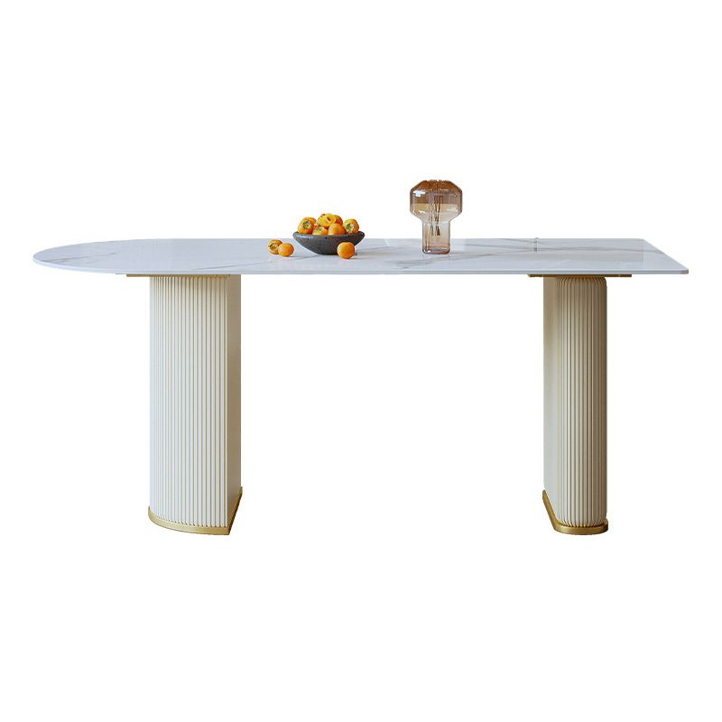 Sintered Stone Dining Table Traditional Luxury White Table for Kitchen