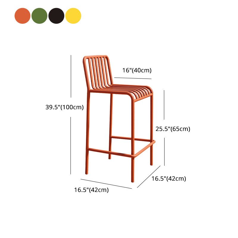Modern Armless Backrest Counter Stool Iron Cafe Bar Stool with Seat and Pedal Clearhalo 'Bar Furniture' 'Bar Stools' 'bar_stools' 'furn' 'furn_bar_stools' 'Furniture' 'furniture_bar_stools' 'Kitchen & Dining Furniture' 1200x1200_7794bd67-37d2-45bb-bead-2c08b0d596f5