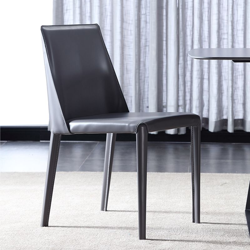 Modern Parsons Side Chair Matte Finish Leather Curved Armless Chair Clearhalo ' kitchen&dining_furn' 'Dining Chairs' 'Dining Tables & Seating' 'dining_chair' 'Furniture' 'furniture_dining_chair' 'Kitchen & Dining Furniture' 'kitchen' 1200x1200_779526cb-ed17-43ad-bd24-8995b37054d9