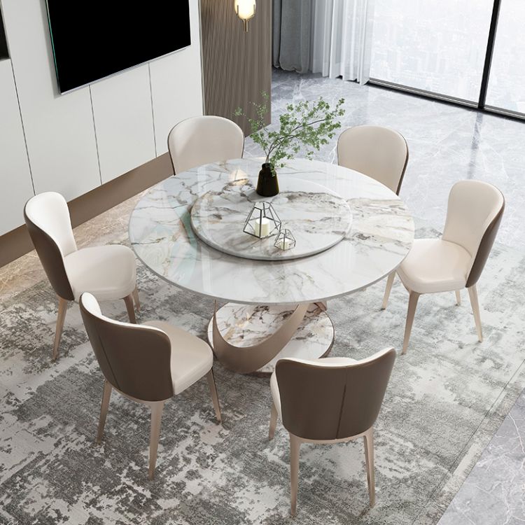 1/4/5/7 Pieces Stainless Steel Dining Table Set with Sintered Stone Top Modern Dinette Set Clearhalo 'Dining Room Sets' 'Dining Tables & Seating' 'dining_room_set' 'furn' 'furn_dining_room_set' 'Furniture' 'furniture_dining_room_set' 'Kitchen & Dining Furniture' 'kitchen&dining_furn' 'kitchen' 1200x1200_77989ace-c785-48d0-98b6-26659ea798fe