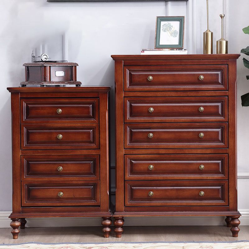 Media de acento marrón moderno acento de madera goma 4/5/6 - cofre de cajón