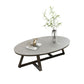 Glam elliptische leistenen salontafel 61 cm H-cocktailtafel met gekruiste poten