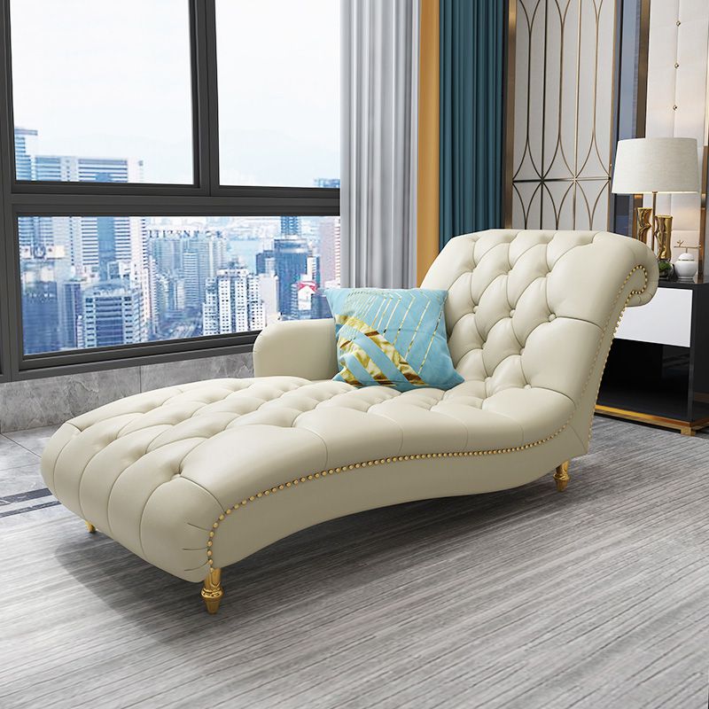 Glam Genuine Leather Chaise Lounge Living Room Chaise with One Armed Clearhalo 'Chairs & Seating' 'Chaise Lounge' 'chaise_lounge' 'furn' 'furn_chaise_lounge' 'Furniture' 'Living Room Furniture' 1200x1200_77996716-8c36-4811-bad9-19ac9ea67015