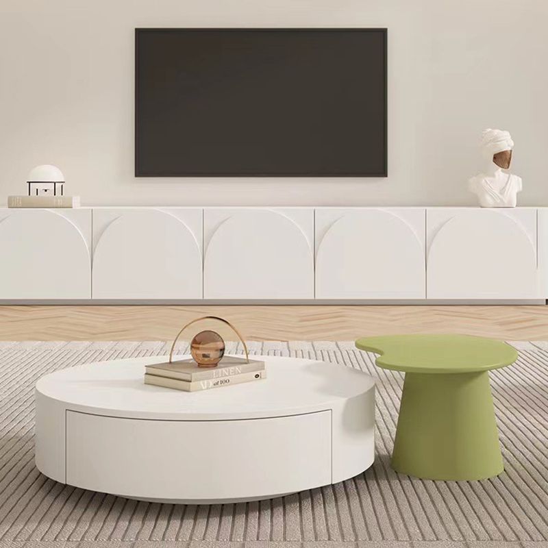 Eigentijdse TV-console van wit hout met ingebouwde opbergruimte TV-standaardconsole voor woonkamer