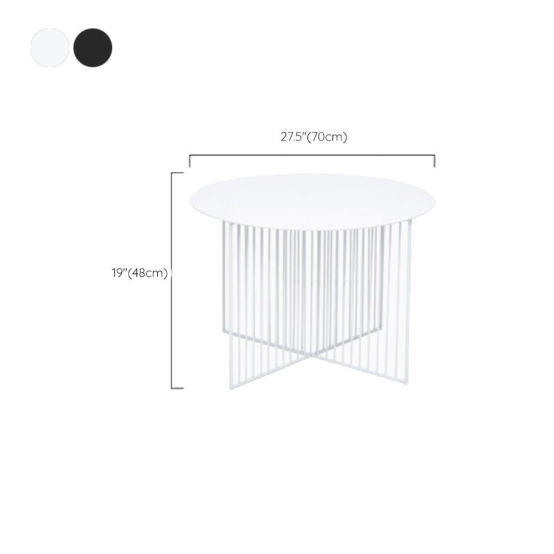 Mid-century Modern Iron Round Top Coffee Table Cross Legs Cocktail Table Clearhalo 'Coffee & Accent Tables' 'Coffee Tables' 'coffee_tables' 'furn' 'furn_coffee_tables' 'Furniture' 'Living Room Furniture' 1200x1200_779bcc96-8cc8-46ad-960c-17bf8463e6eb