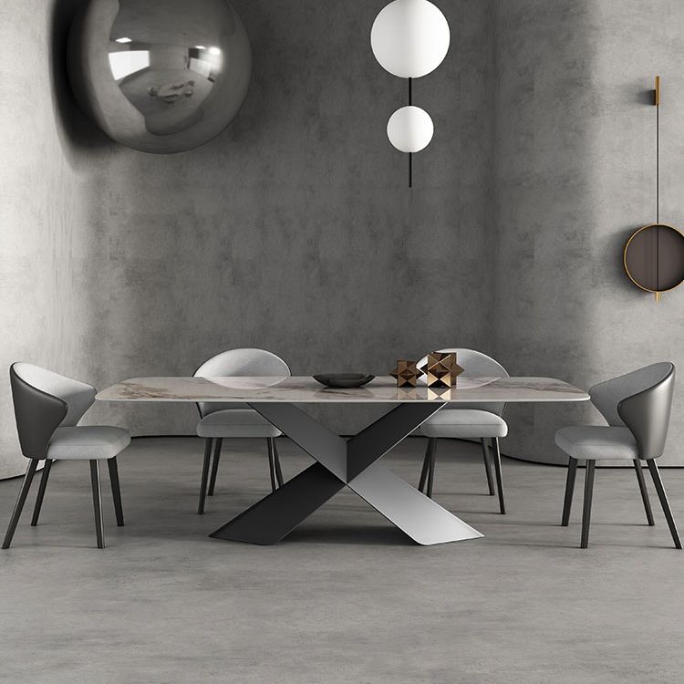 Modern Style Sintered Stone Dining Table with White Table and Pedestal Base for Home Use Clearhalo 'Dining Room Sets' 'Dining Tables & Seating' 'dining_room_set' 'furn' 'furn_dining_room_set' 'Furniture' 'furniture_dining_room_set' 'Kitchen & Dining Furniture' 'kitchen&dining_furn' 'kitchen' 1200x1200_779c0471-336c-42ee-b1ab-6696edace504