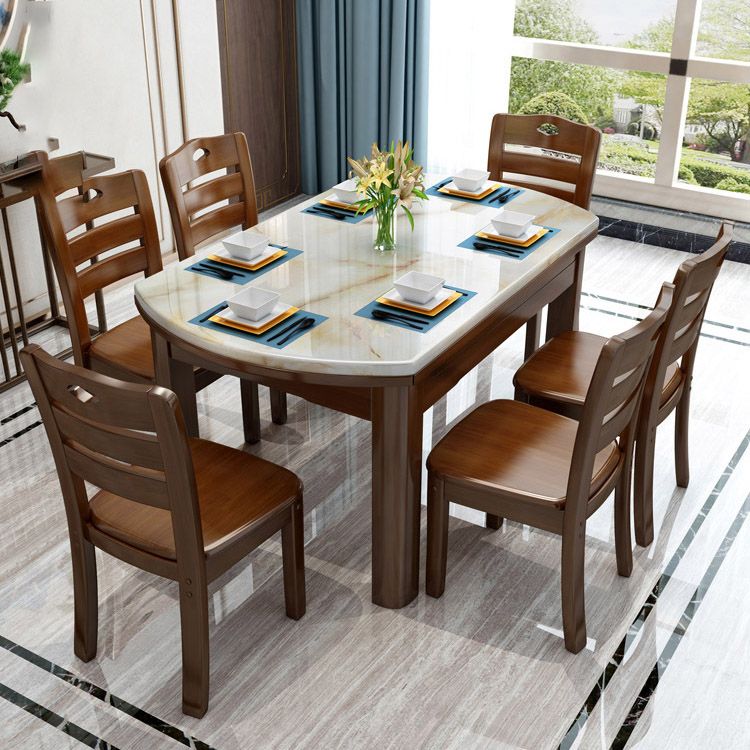 Modern Stone Round Dining Table Rubber Wood Legs for Dining Room Clearhalo 'Dining Tables & Seating' 'Dining Tables' 'dining_table' 'furn' 'furn_dining_table' 'Furniture' 'Kitchen & Dining Furniture' 1200x1200_779d6115-c6d8-428f-b66f-8955fde86a4b