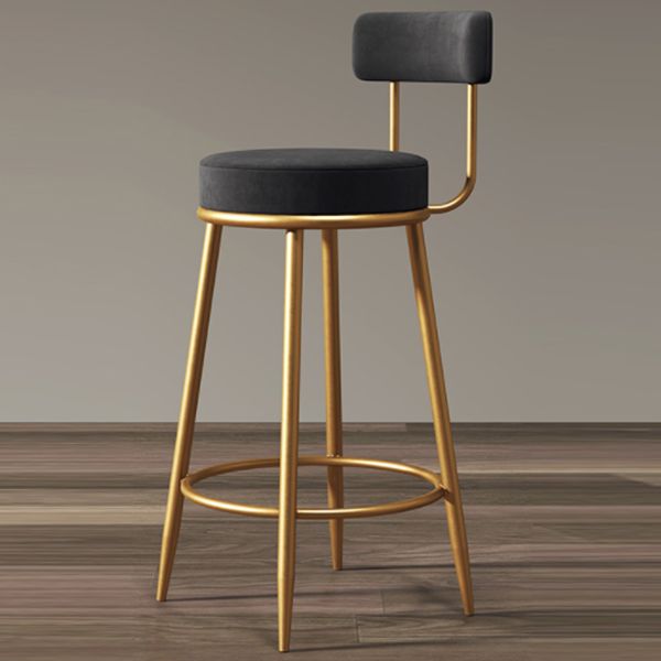 Glam Armless Backrest Counter Stool Iron Cushion Bar Stool with and Pedal Clearhalo 'Bar Furniture' 'Bar Stools' 'bar_stools' 'furn' 'furn_bar_stools' 'Furniture' 'furniture_bar_stools' 'Kitchen & Dining Furniture' 1200x1200_779d9fc6-d2e4-4704-9968-1079b303a226