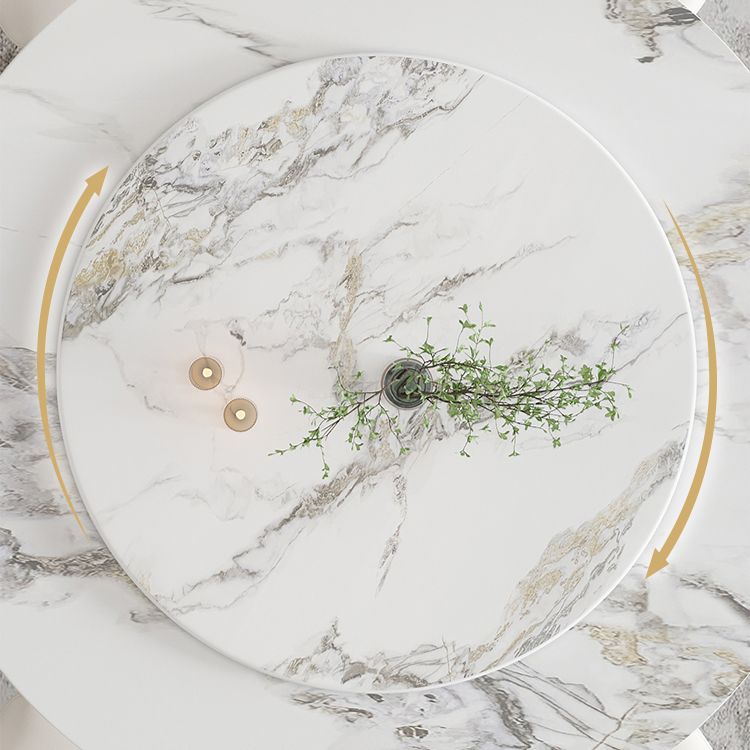 Modern 1/4/5/7 Pieces Dinette Set with White Sintered Stone Round Dining Table Set Clearhalo 'Dining Room Sets' 'Dining Tables & Seating' 'dining_room_set' 'furn' 'furn_dining_room_set' 'Furniture' 'furniture_dining_room_set' 'Kitchen & Dining Furniture' 1200x1200_779e4bee-adde-4ad5-af44-2996c57b88f9