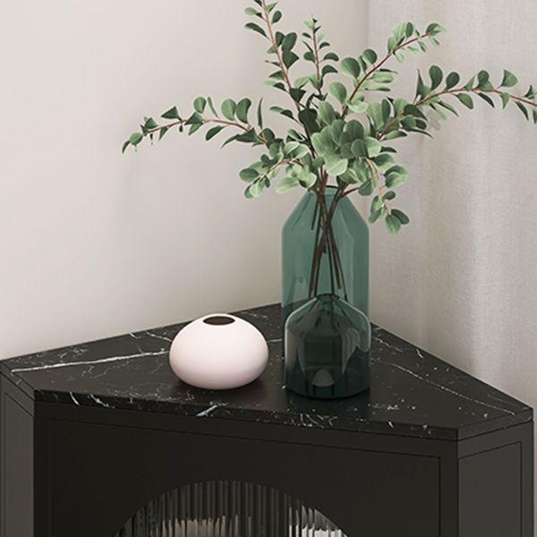 Servitore a buffet in pietra di ferro moderna 40 "H Server a buffet sala da pranzo con porta di vetro