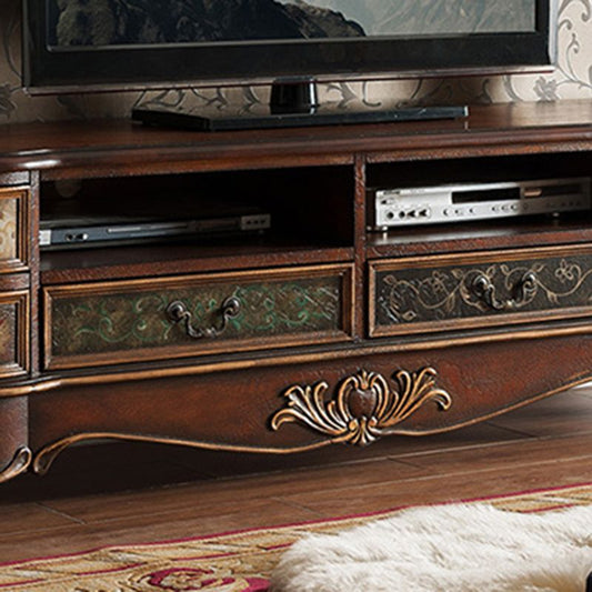 Console multimediale in legno massiccio console TV Open Storage TV con cassetti