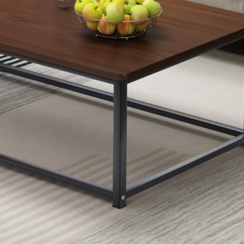 Modern Style Rectangular Wooden Table with Metal Frame Base Coffee Table Clearhalo 'Coffee & Accent Tables' 'Coffee Tables' 'coffee_tables' 'furn' 'furn_coffee_tables' 'Furniture' 'Living Room Furniture' 1200x1200_77a2a45f-ae02-4839-8647-406127bd896a