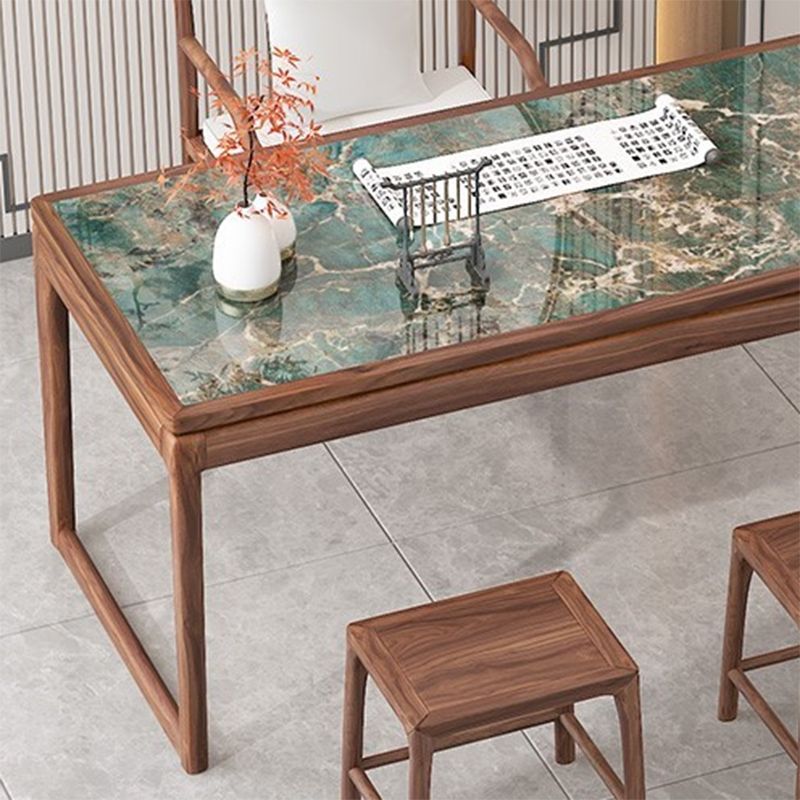 Modern Rectangular Shaped Office Table Stone Writing Desk in Gold/Green ...