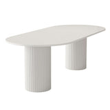Stone Top Dining Table Modern Oval Dining Table in White with Double Pedestal Clearhalo 'Dining Tables & Seating' 'Dining Tables' 'dining_table' 'furn' 'furn_dining_table' 'Furniture' 'Kitchen & Dining Furniture' 1200x1200_77a5aab1-2522-4986-8705-9042b9a0e612