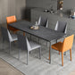 Modern Grey Rectangular Stone Tabletop Dining Table with 4 Black Legs Clearhalo 'Dining Tables & Seating' 'Dining Tables' 'dining_table' 'furn' 'furn_dining_table' 'Furniture' 'Kitchen & Dining Furniture' 1200x1200_77a63d94-4bd2-4e14-8cb2-520fbe9d8007