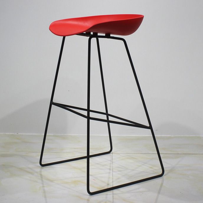 Contemporary Metal Counter Stool Plastic Low Back Furniture with Iorn 4 Legs