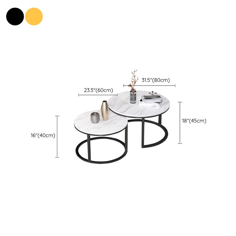 Slate Frame Coffee Table Round Nesting Coffee Table Set for Living Room Clearhalo 'Coffee & Accent Tables' 'Coffee Tables' 'coffee_tables' 'furn' 'furn_coffee_tables' 'Furniture' 'Living Room Furniture' 1200x1200_77a7123e-3b7a-4cde-b455-721a839fc9fb