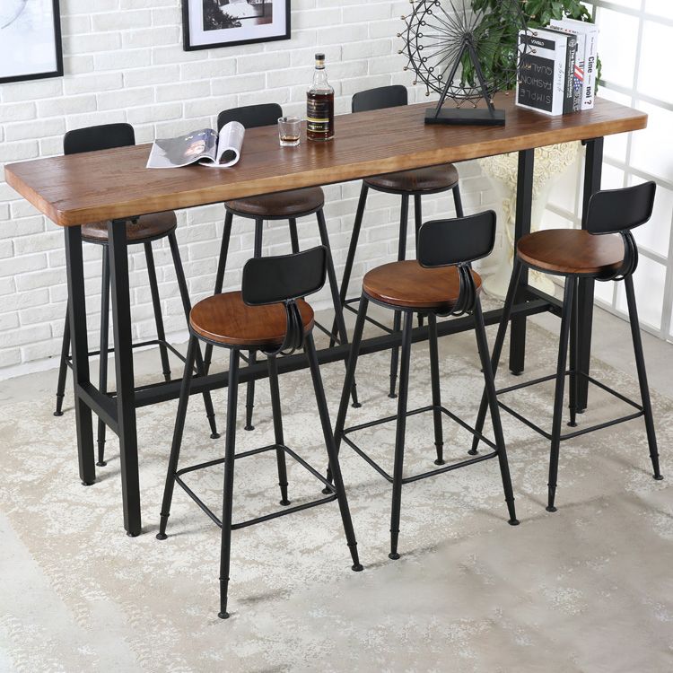 Table de la hauteur du comptoir rectangle intérieur Trestle en bois massif comptoir naturel