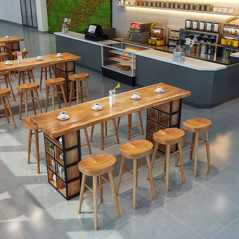 Industrial 1/2/9 Pieces Solid Wood Bar Table Set Fixed Counter Set for Home Use Clearhalo 'Bar Furniture' 'furn' 'furn_home_bar_bar_sets' 'Furniture' 'Home Bars & Bar Sets' 'home_bar_bar_sets' 'Kitchen & Dining Furniture' 1200x1200_77a8836c-daad-4471-8494-15479d2373ca