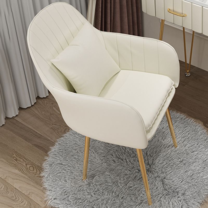 Glam Dining Arm Chair Solid Back Side Chair with 4 Metal Legs for Home Use Clearhalo ' kitchen&dining_furn' 'Dining Chairs' 'Dining Tables & Seating' 'dining_chair' 'furn' 'furn_dining_chair' 'Furniture' 'furniture_dining_chair' 'Kitchen & Dining Furniture' 'kitchen' 1200x1200_77aa026b-1c65-49af-a6c4-21bd49935933