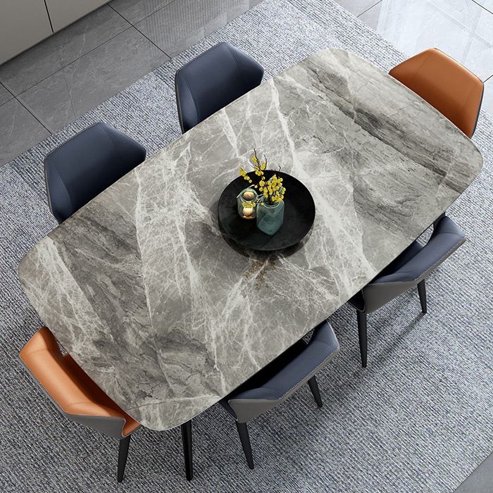 Mesa de cena de piedra rectangular industrial mesa de comedor de base de trípode negro