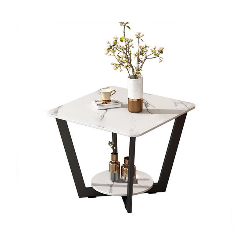 Modernistic Square Storage End Table 19.7" Tall Cross Legs Side Table Clearhalo 'Coffee & Accent Tables' 'End & Side Tables' 'end_side_tables' 'furn' 'furn_end_side_tables' 'Furniture' 'Living Room Furniture' 1200x1200_77abaa3f-58b9-42d6-9550-9fb0aba32ec7