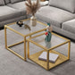 Square Minimalist Coffee Table Open Shelf Cocktail Table for Living Room