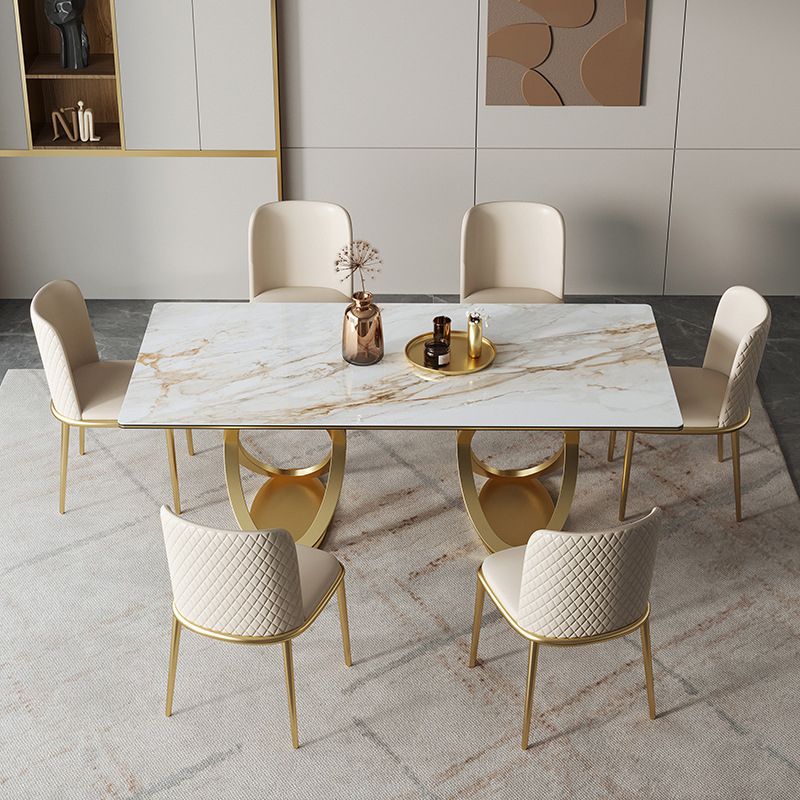 Luxury Sintered Stone Top Dining Set Rectangle 1/2/3/5/7 Pieces Dining Table with Chairs Clearhalo 'Dining Room Sets' 'Dining Tables & Seating' 'dining_room_set' 'furn' 'furn_dining_room_set' 'Furniture' 'furniture_dining_room_set' 'Kitchen & Dining Furniture' 1200x1200_77aed904-f194-4cf4-be17-e90002958466