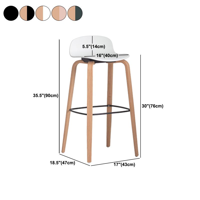 Plastic Low Back Bar Stools Scandinavian Beech Wood Base Barstool